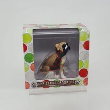Boxer in Scarf Dog Christmas Holiday Ornament Sandcast - £12.50 GBP