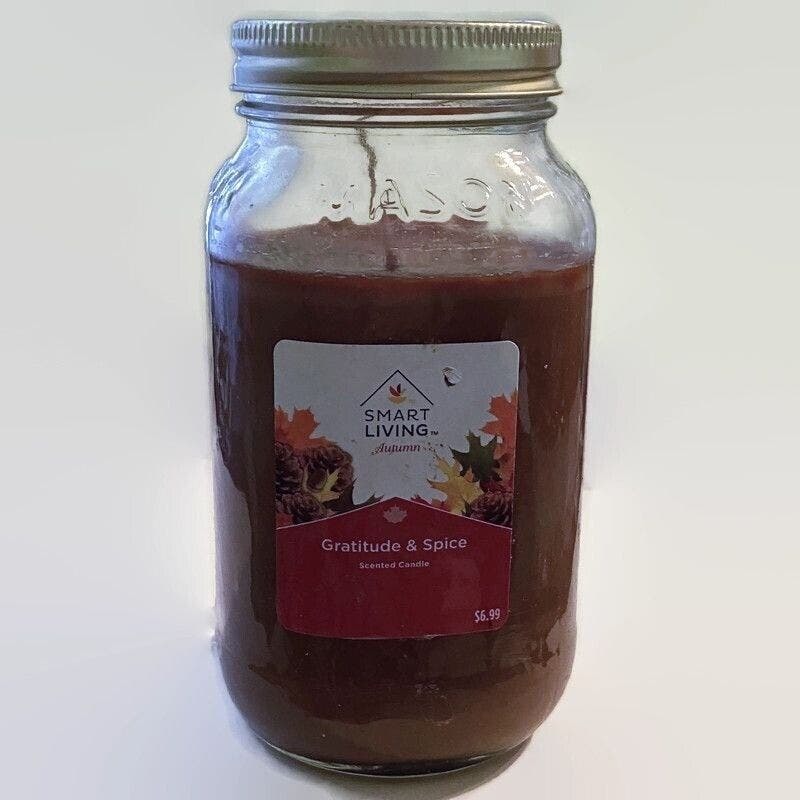 Smart Living Scented Jar Candle Gratitude Spice Single Wick Reusable Glass - $11.87
