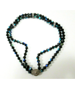 Black AB Crystal or Glass Necklace Clasp Marked STG Choker Collar Vintage - £55.86 GBP