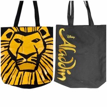 Disney Broadway Tote Bags Aladdin Lion King Black Set of 2 Magical Carry Travel - £15.66 GBP