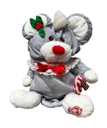 1987 Fisher Price Puffalump Gray Christmas Mouse Plush Candy Cane 13&quot; Vi... - $196.86 MXN