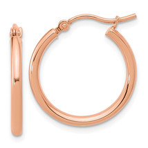 14K Rose Gold 2x20mm Polished Hoop Earrings LE885 - £167.47 GBP