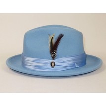 Bruno Capelo Hat Australian Wool Crushable Fedora Giovani UN120 Light Blue image 8
