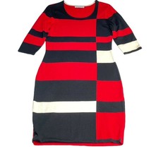 DANNY AND NICOLE 3/4 Sleeve Sweater Dress Striped Knit Pullover Womens Size L - £21.23 GBP