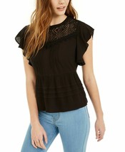 American Rag Juniors Lace-Trimmed Flutter-Sleeve Top, Size XXL - £13.29 GBP
