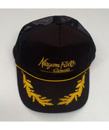 Vintage black mesh snapback Niagara Falls Canada gold leaves corded fron... - $19.75