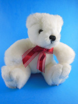 White AURORA Teddy Bear Plush Stuffed Toy SOFT 7.5" Sitting Very Pretty Excellen - $4.63