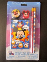 Disney Mickey Emoji Activity Fun Set 5 Pcs Memo Pad Pencils Sharpener Er... - $4.94