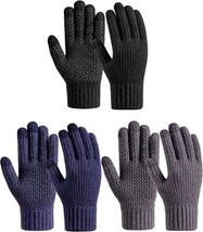 Winter Gloves Unisex Sz M Touchscreen Fingers  3 Pairs Knit Warm Anti-Sl... - £16.97 GBP