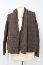 Vince S Brown Wool Blend Alpaca Shawl Collar Drape Open Cardigan Sweater - £29.94 GBP