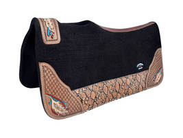 Horse 32&quot; x 30&quot; Western Contoured Wool Felt Therapeutic Saddle Pad Black 39216 - $98.99+