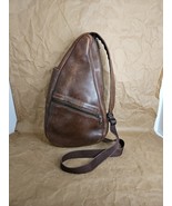 LL Bean Healthy Back Classic Distressed Brown Leather Shoulder Sling  Ba... - $89.83 CAD