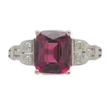 Vintage 18k White Gold 3.02 Carat Genuine Natural Garnet Ring Size 8.5 (#J7159) - $27,103.06 MXN