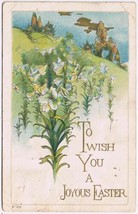 Postcard Embossed To Wish You A Joyous Easter Lilies - £2.32 GBP