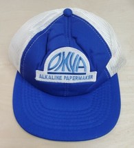 Trucker Hat Mesh Adjustable Snap Back Blue White OMVA Alkaline Papermake... - $6.91