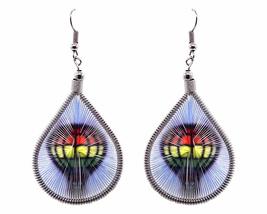 Rainbow Air Balloon Graphic Silk Thread Teardrop Dangle Earrings - Womens Fashio - £11.86 GBP