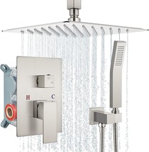 Aolemi Ceiling Mount Brushed Nickel 12 Inch Shower System Rain Luxury High - £177.44 GBP