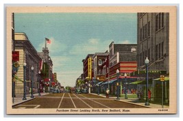 Purchase Street View North New Bedford Massachusetts MA UNP Linen Postcard T23 - £3.10 GBP