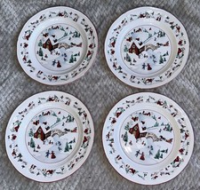 4 Vintage 1995 Farberware White Christmas 8” Salad Dessert Plates #391 EUC - £17.72 GBP