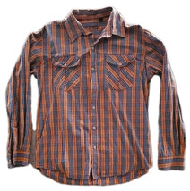 Izod Button Shirt Men L Large Long Sleeve Orange Multicolor Striped Cotton - $9.60