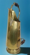 Dutch Brass Fireplace Scuttle Umbrella Stand Ash Bucket Lion &amp; Wood Hand... - $178.19