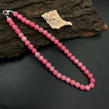 Pink Jade 8x8 mm Beaded Stretch Adjustable Necklace AN-114 - £8.41 GBP