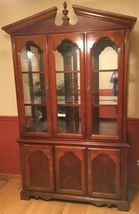 Cherry-finish China Cabinet-50&quot; w;15&quot; d;83&quot; h;ornate pediment and finial... - $500.00