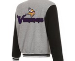 NFL Minnesota Vikings  Reversible Full Snap Fleece Jacket  JHD Embroider... - $134.99