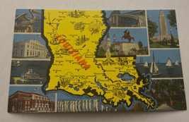 Vintage Postcard Unposted State  Map Louisiana LA - £2.28 GBP