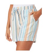 Briggs Women&#39;s Plus Size XXL Blue Stripe Linen Blend Shorts NWT - £10.58 GBP