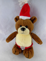 Dakin Mini Cuddles brown Teddy Bear with Santa Hat 1994 Christmas Vintage 6&quot; - £5.29 GBP