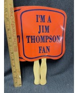Pair Of Vintage Campaign Hand Fan I&#39;m A Jim Thompson Fan Governor Illinois - £6.99 GBP