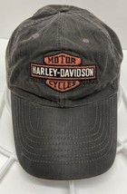 Harley Davidson Hat Cap Mens Adjustable Black Gray Embroidered Patch Vtg 2009 - £20.24 GBP