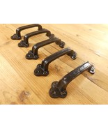 5 Barn Door Handles Large Heavy Duty Cast Iron Black Drawer Pulls Gate R... - $642.78 MXN