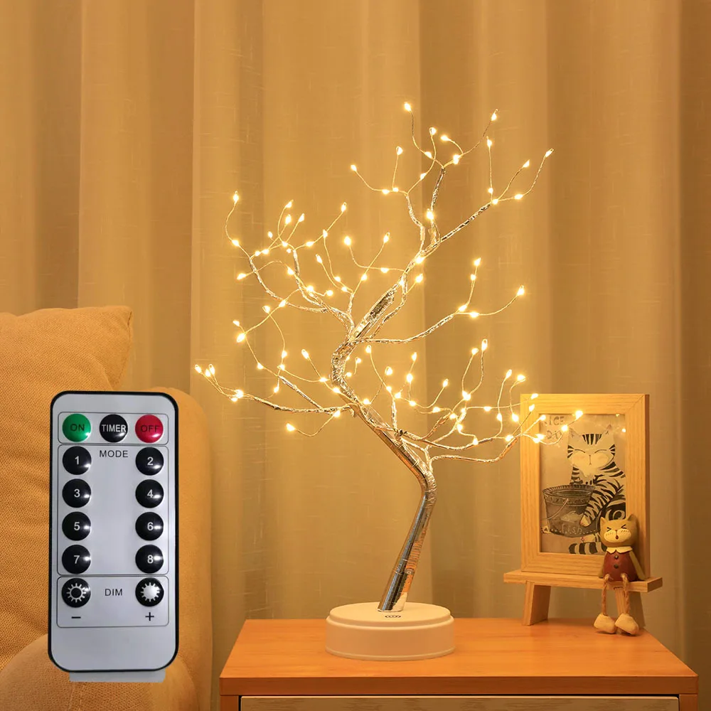 Led fairy light spirit tree remote bonsai tree light firefly tree lamp battery usb cute thumb200