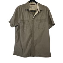Mantaray Mens Size Large Khaki Tan Short Sleeve Button Up Casual Shirt - £9.79 GBP