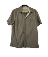 Mantaray Mens Size Large Khaki Tan Short Sleeve Button Up Casual Shirt - £9.36 GBP