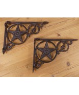 2 Cast Iron Star Brackets Garden Braces Shelf Bracket RUSTIC Vintage Mantle - $31.99