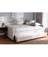Reed Light Beige Fabric Upholstered Queen Size Daybed w/Trundle - $17,005.42 MXN