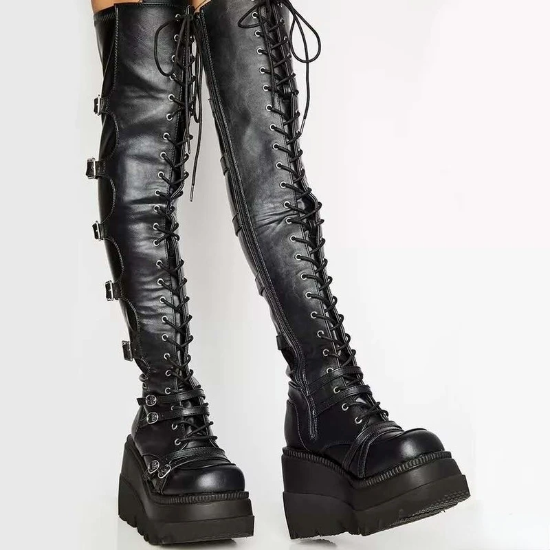 Cosplay Wedges Women Over-the-knee Boots Shoes Female High Platform Thigh High B - £53.29 GBP