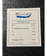 Monopoly Scooby-Doo Collectors Ed. Part: Title Deed - Motor Boat - $4.05