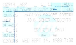 Grateful Dead Konzert Ticket Stumpf September 14 1988 Madison Square Garten Nyc - £41.88 GBP