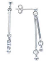 Giani Bernini Polished Double Bar and Ball Drop Earrings in Sterling Silver - £16.81 GBP