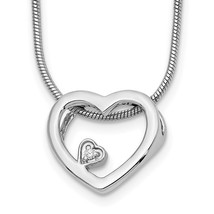 Sterling Silver White Ice .03CT Diamond Heart Necklace - £72.32 GBP