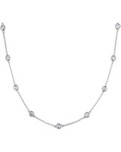 1.00 CTW Simulated Diamond By The Yard Sterling Silver Necklace Chain - £34.42 GBP