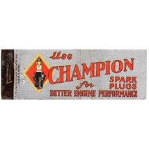 Vintage Matchbook Cover Champion Spark Plugs full length 1930s Diamond 20 strike - £7.76 GBP