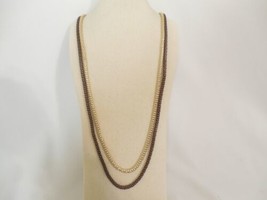 Style &amp; Co 34” Gold &amp; Brown Tone Popcorn Chain Necklace Set C715 - £10.01 GBP