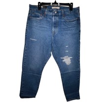 LEVIS WOMEN WEDGIE DISTRESSED MEDIUM WASH JEANS TAPERED LEG CROPPED SIZE... - $358.23 MXN