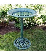 Outdoor Garden Bird Bath Bowl with Stand in Green Bronze Finish - $159.76 CAD