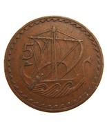 ANCIENT SAIL BOAT Republic of Cyprus 1963 Vintage 5 mils Bronze Coin - £6.28 GBP